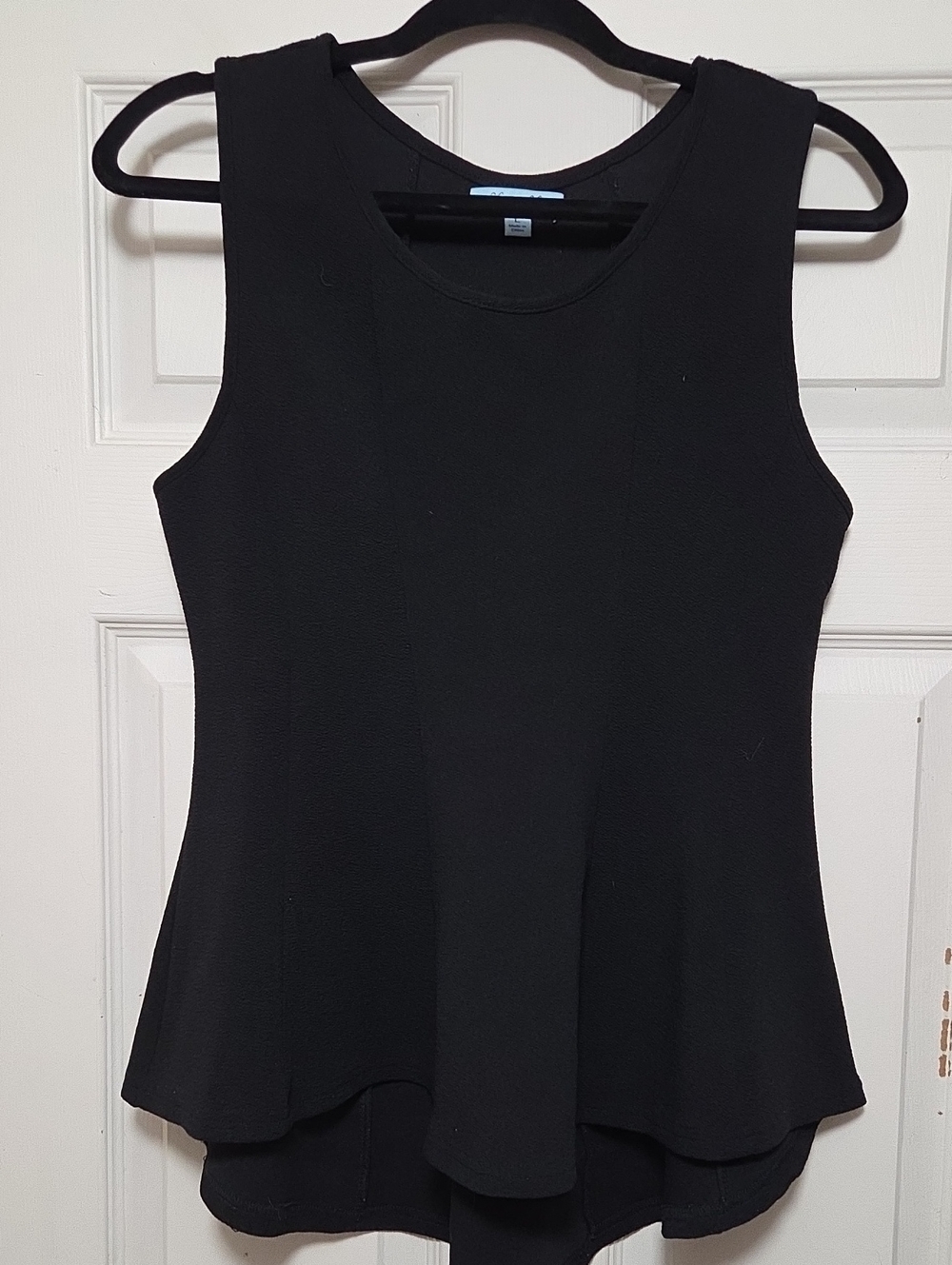 She + Sky Womens Black Peplum Flared Tank Top - Size Large